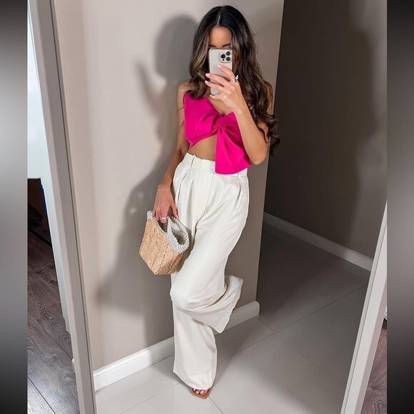 ZARA SATIN EFFECT FULL LENGTH DART PANTS - Picture 2 of 10